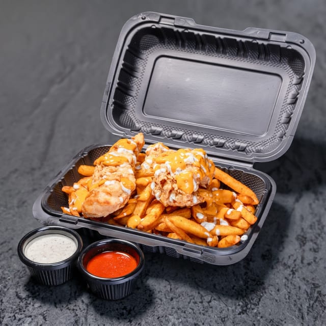 Fried Tender Over-Fries.